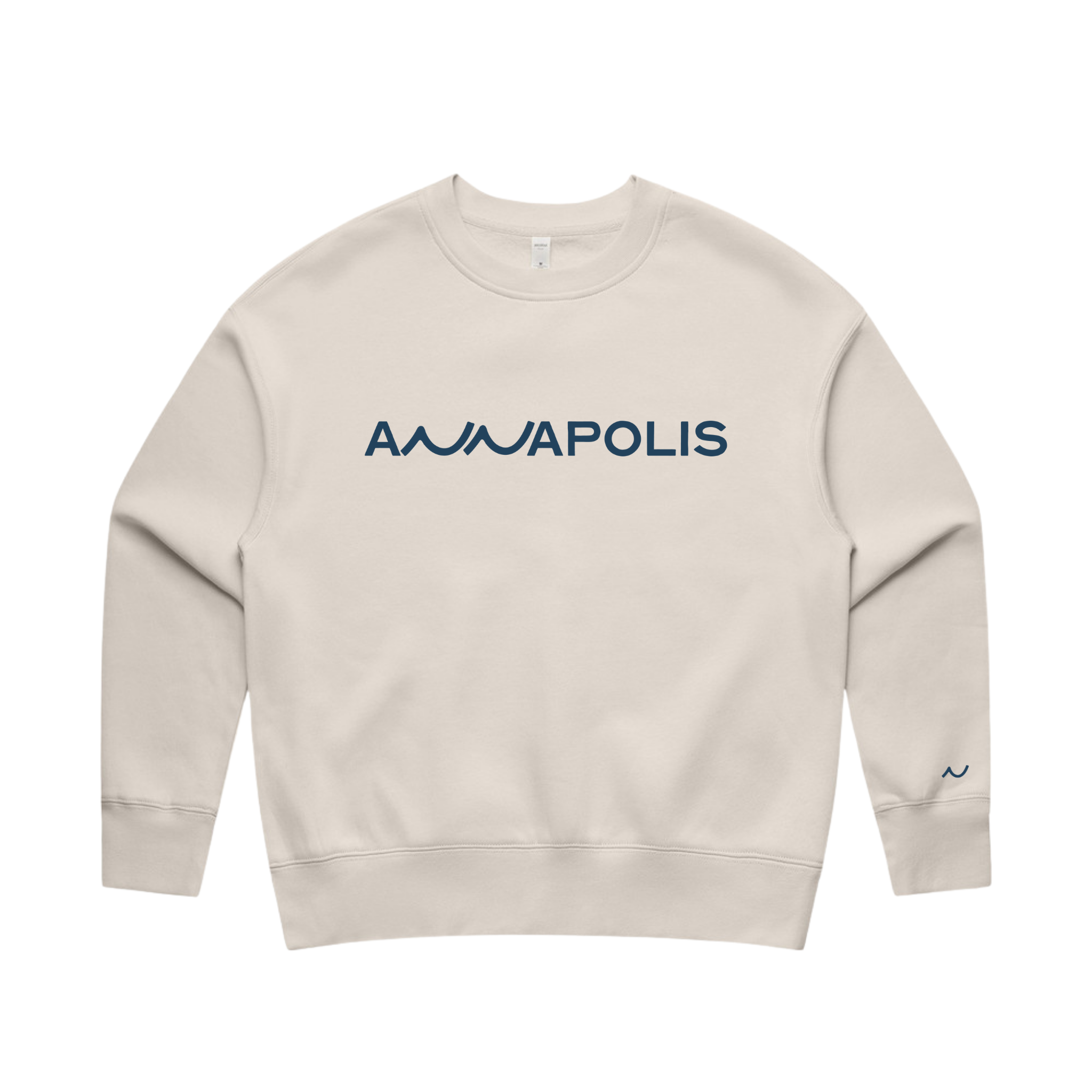 Cropped Crew Sweatshirt - Ecru with Navy