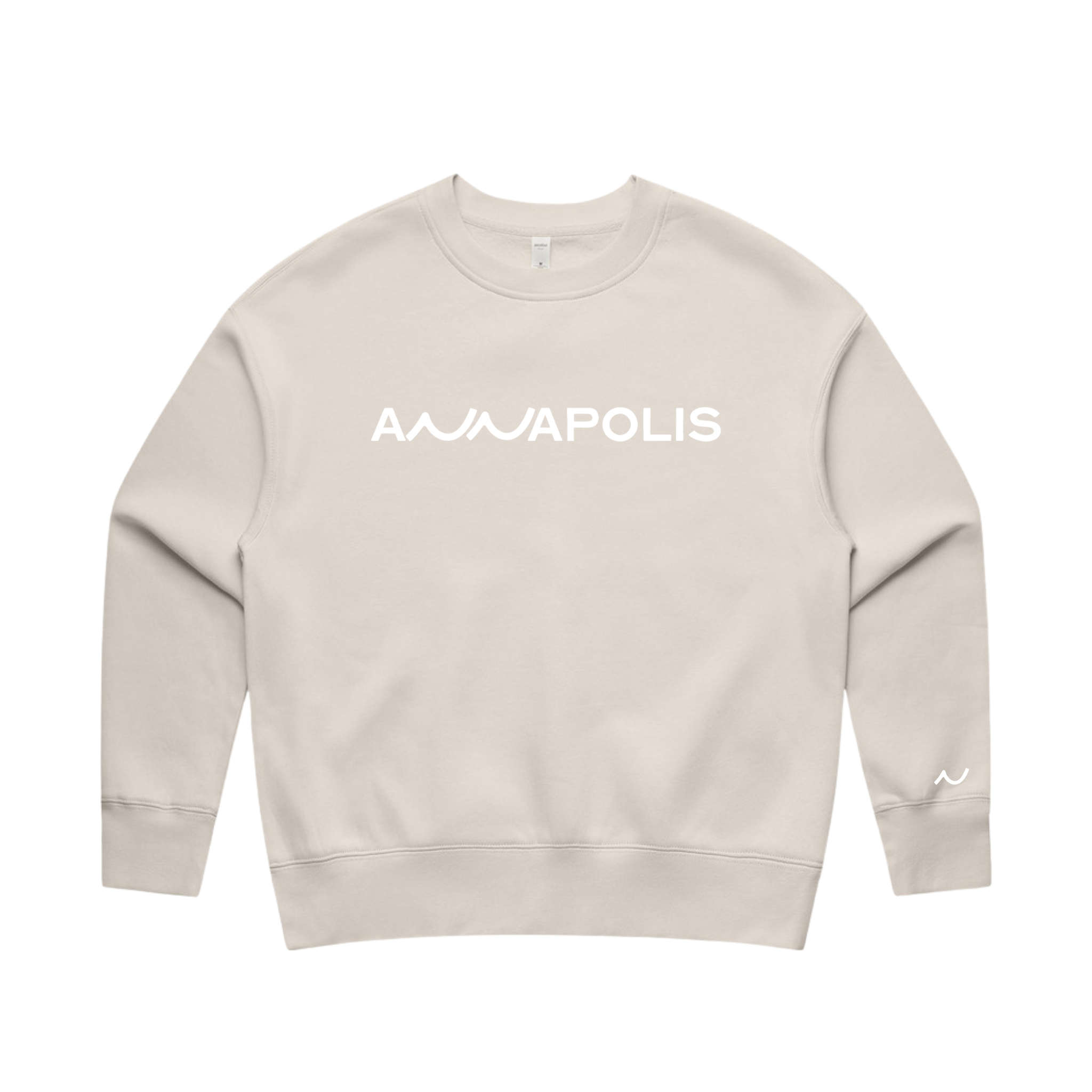 Cropped Crew Sweatshirt - Ecru with White