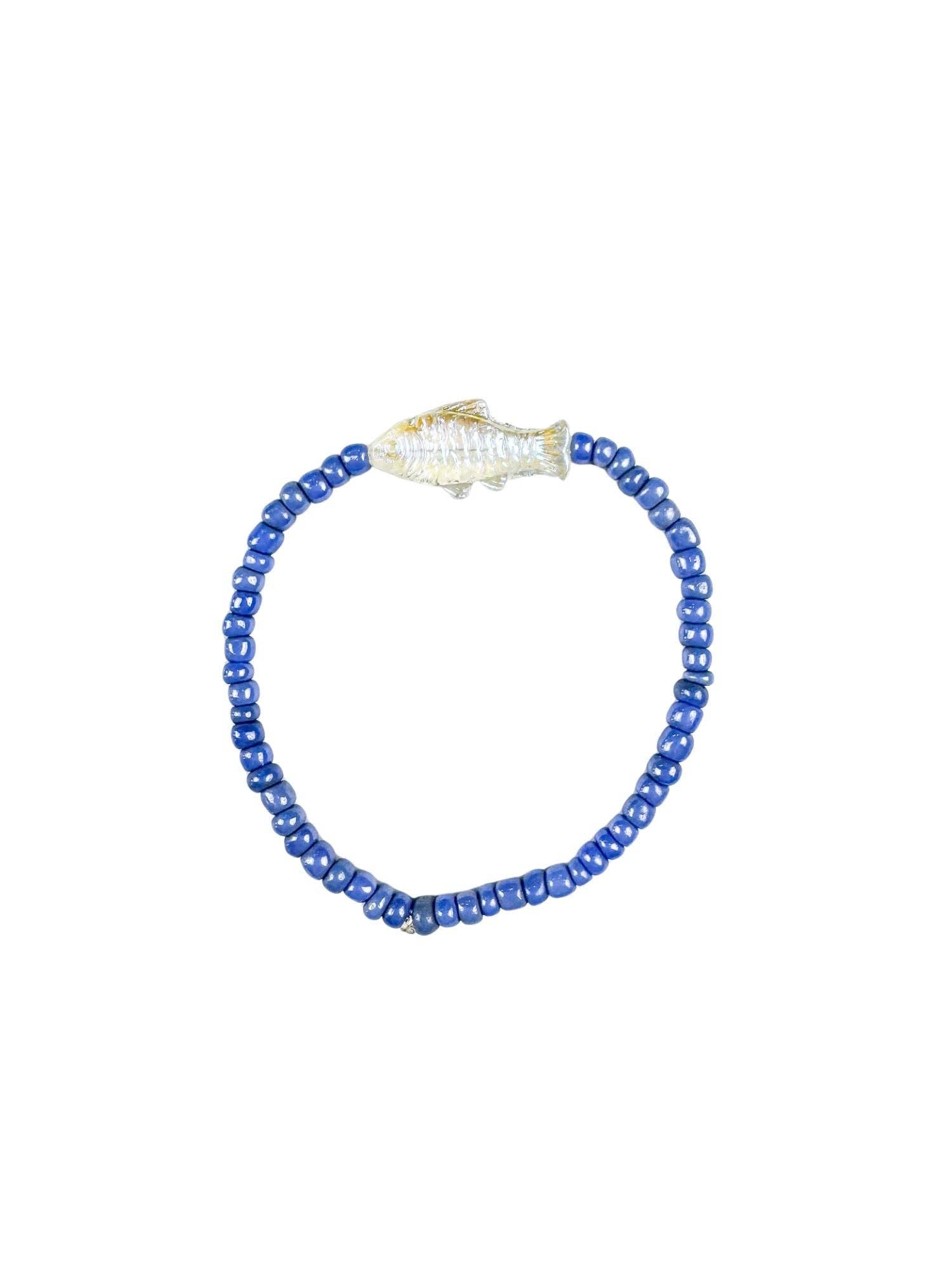 Twine & Twig Blue Fish Bracelet | Coastal Beaded Bracelet