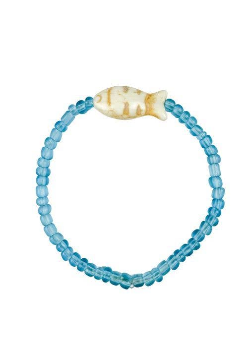 Twine & Twig Aqua Fish Bracelet | Coastal Beaded Bracelet