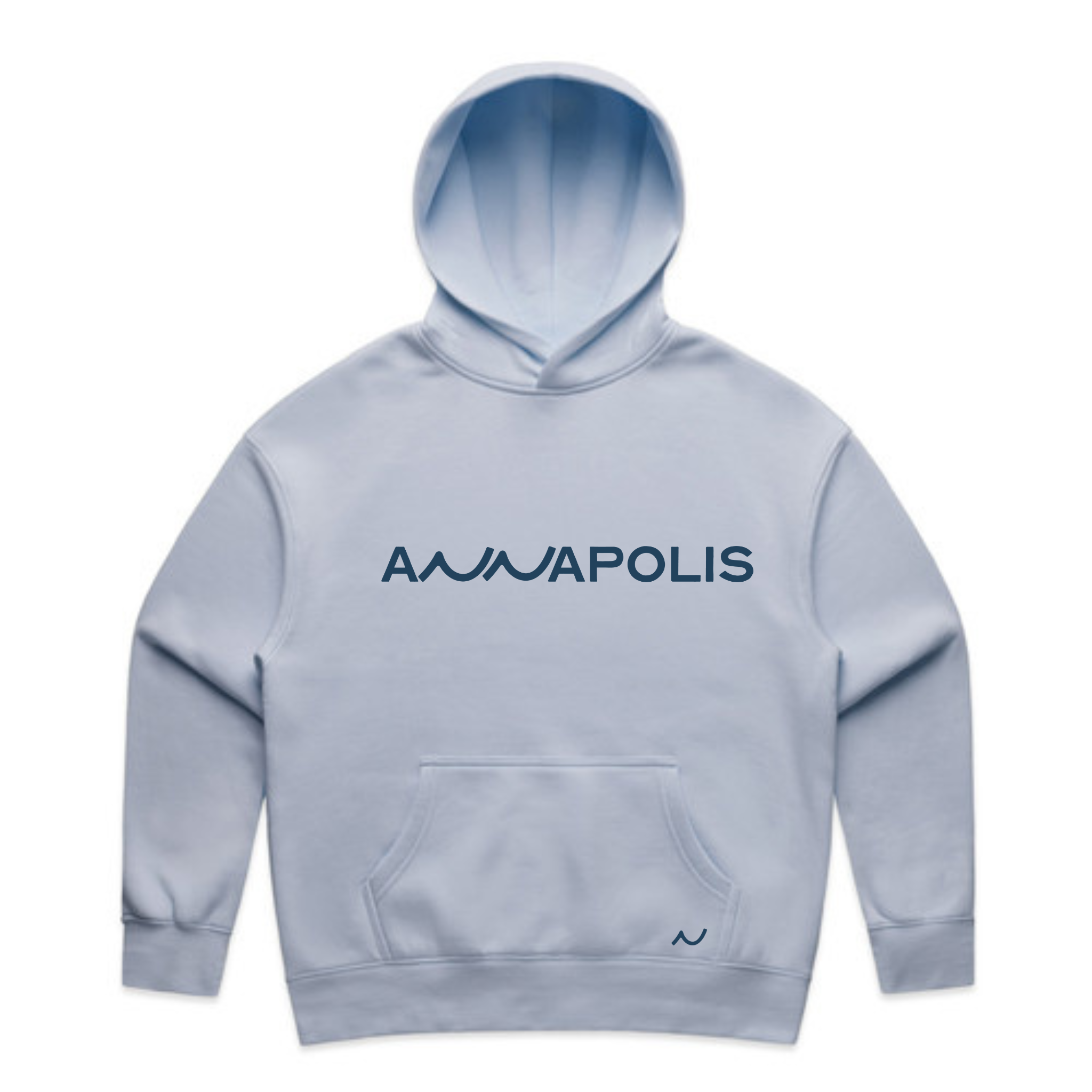 Light blue hoodie with 'Annapolis' text on a white background