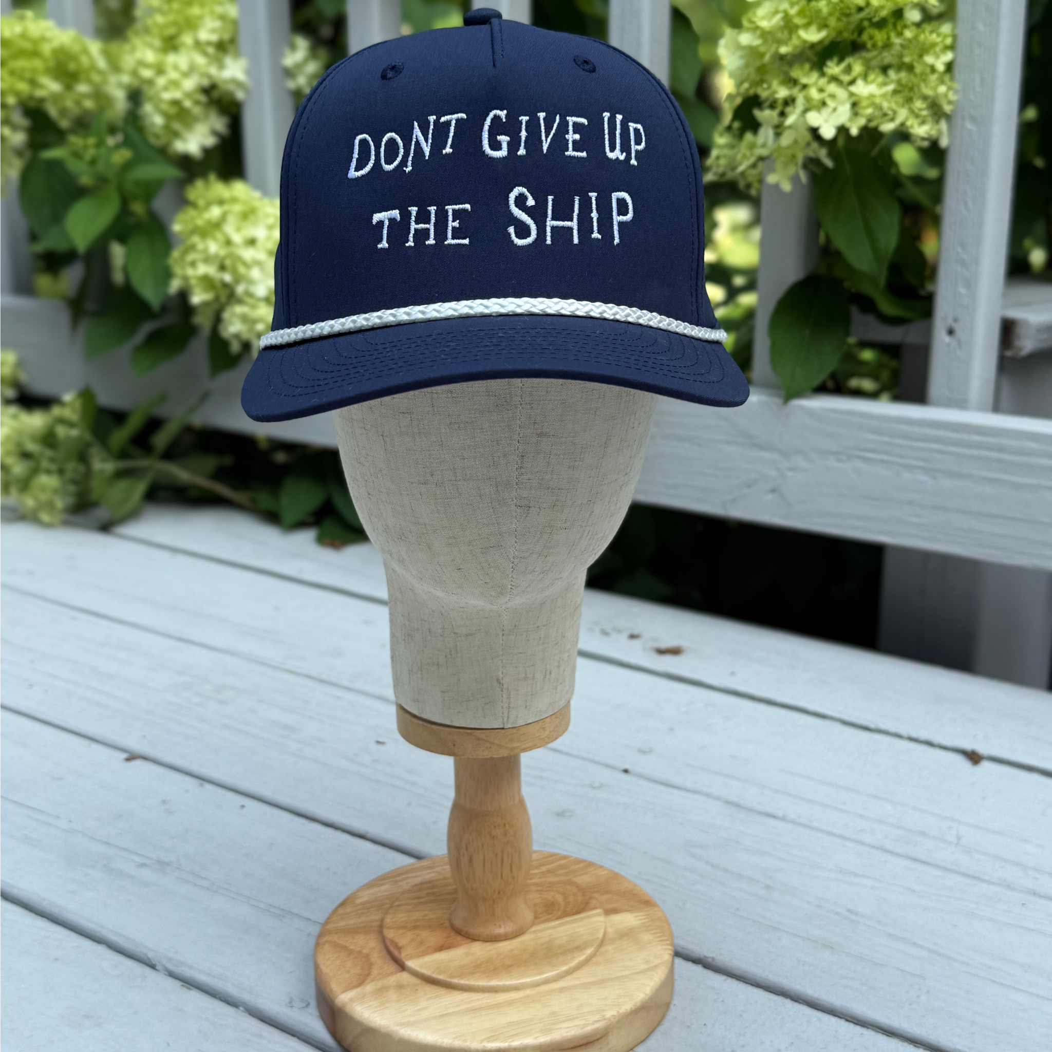Don’t Give Up the Ship Rope Cap - Navy Blue / White
