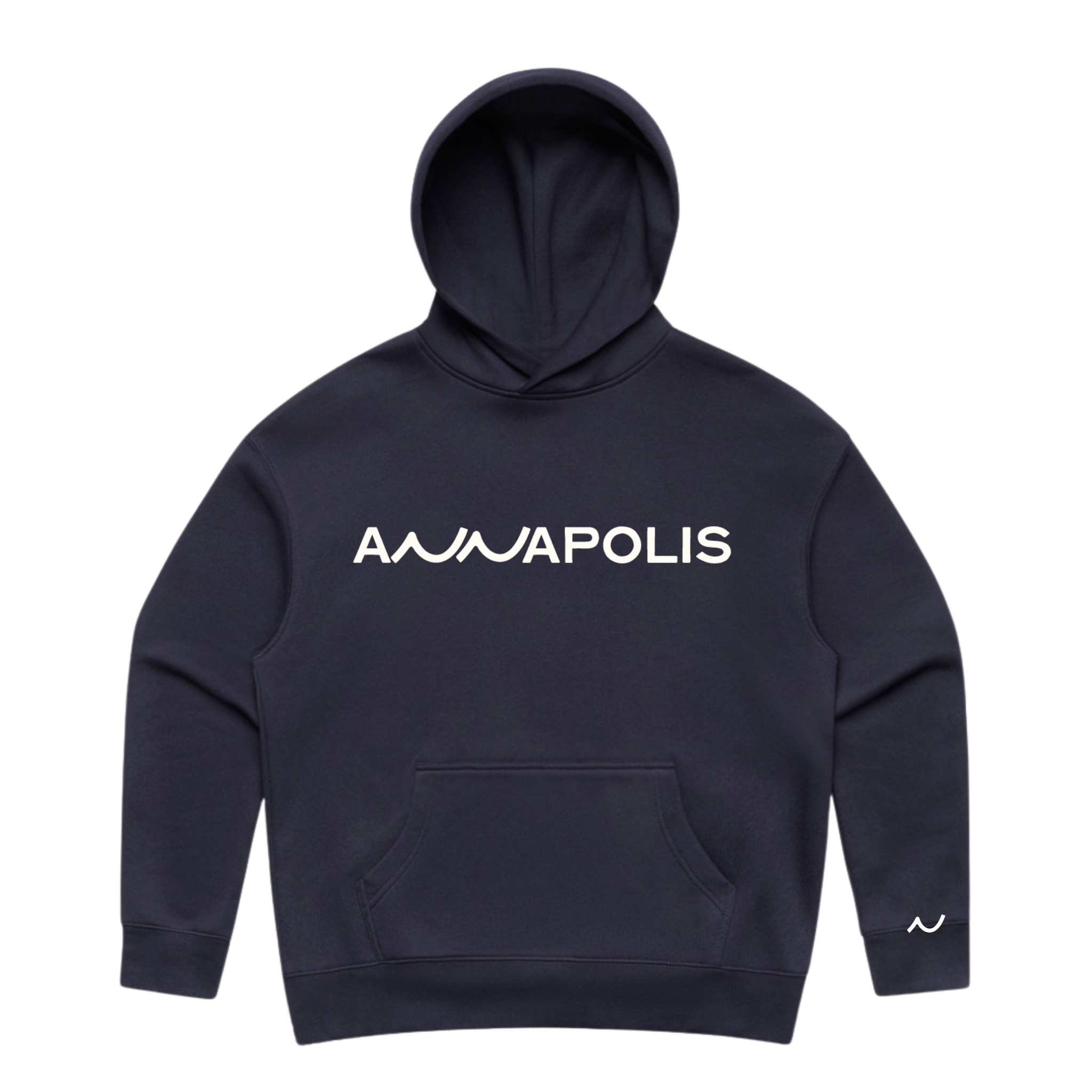 Cropped Hoodie Sweatshirt - Navy with White