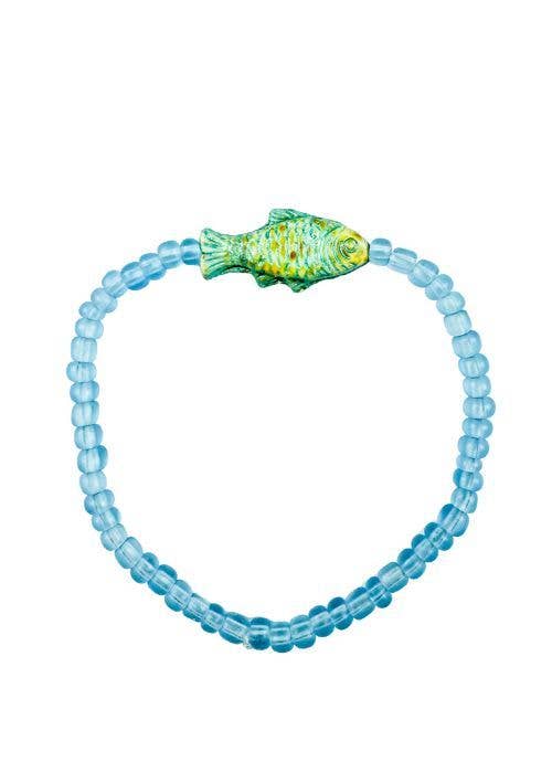 Twine & Twig Sea Glass Fish Bracelet | Coastal Beaded Bracelet